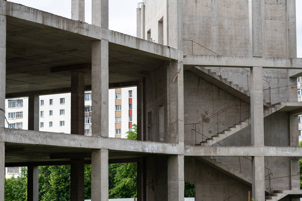 Reinforced concrete structures of a house under construction - Фото, изображение