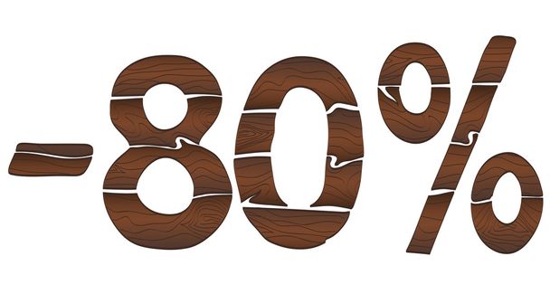 80 Ícone percentual de madeira
 - Vetor, Imagem