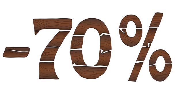 70 hout percentage pictogram - Vector, afbeelding