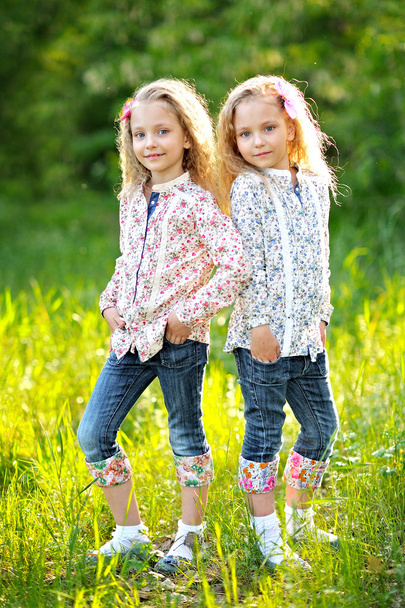 Portrait of two little girls twins - Foto, Bild