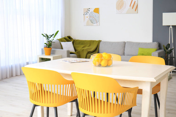 Table in interior of modern living room - Fotoğraf, Görsel