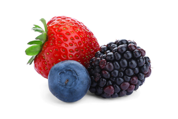 Mix of different fresh berries isolated on white - Valokuva, kuva