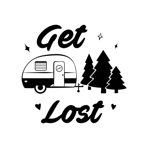 Camping wektor ilustracji, Get Lost projekt powołania. - Wektor, obraz
