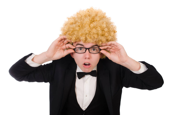 Young man wearing afro wig - Photo, Image