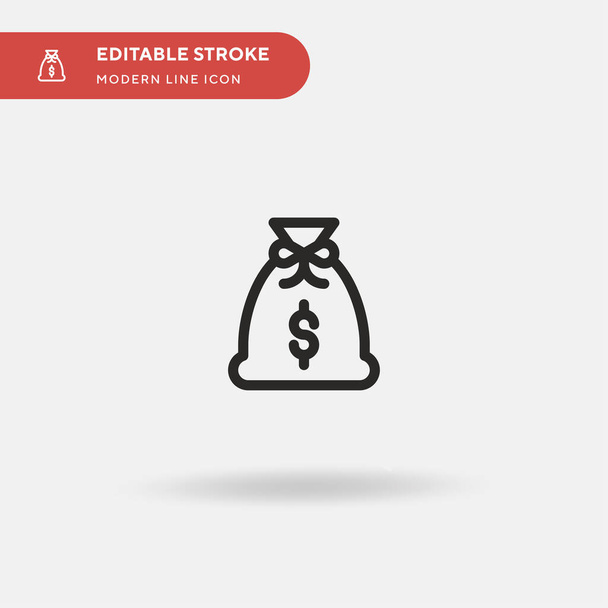 Money Bag Simple vector icon. Illustration symbol design template for web mobile UI element. Perfect color modern pictogram on editable stroke. Money Bag icons for your business project - Vector, Image