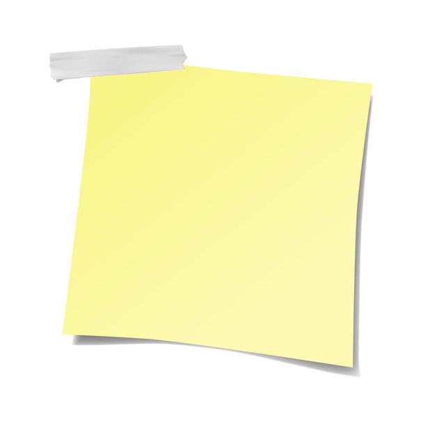 Realistic yellow sticky note isolated with real shadow on white background - Vector, Image