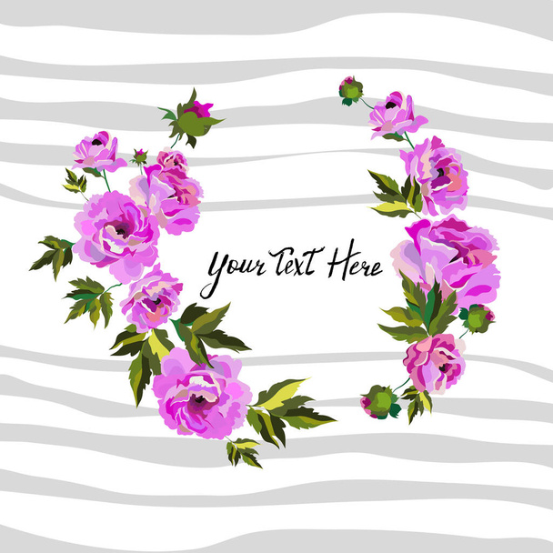 Vector cute floral frame with roses flowers, watercolor animation, background object. - Vektör, Görsel