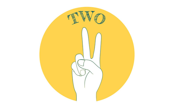Icône de signe de main, numéro 2, lettre de doigt - Vecteur, image