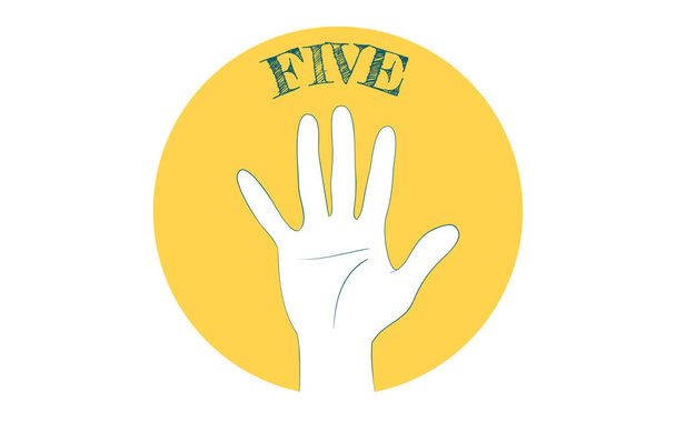 Знак знака руки, номер 5, буква пальца
 - Вектор,изображение