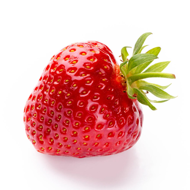 Isolated strawberry. Single strawberry fruit isolated on white background, with clipping path - Image - Photo, image