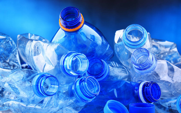 Composition with empty mineral water bottles. Plastic waste - Photo, Image