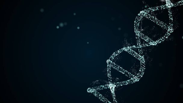 Abstrakte Darstellung digitaler binärer DNA-Moleküle über der Dunkelheit des Weltraums. - Foto, Bild