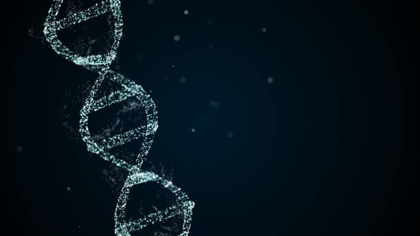 Sztuczna struktura DNA z lśniącymi cząstkami światła - Zdjęcie, obraz