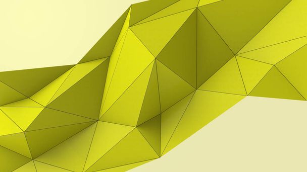 Gelber abstrakter moderner Kristallhintergrund. Polygon, Linie, Dreiecksmusterform für Tapeten. Illustration Low Poly, polygonales Design. futuristisch, Web, Netzwerkkonzept - Foto, Bild