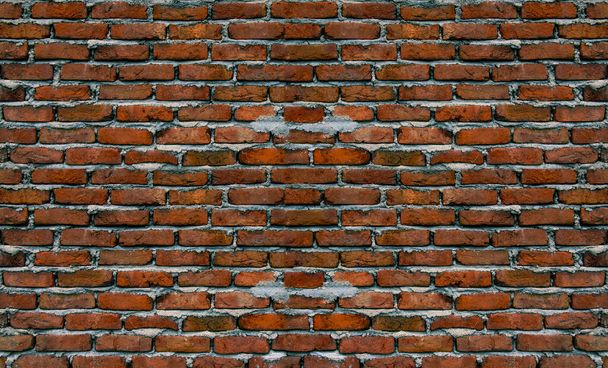 Old Brick wall uneven texture. Grunge red vintage background - Photo, Image