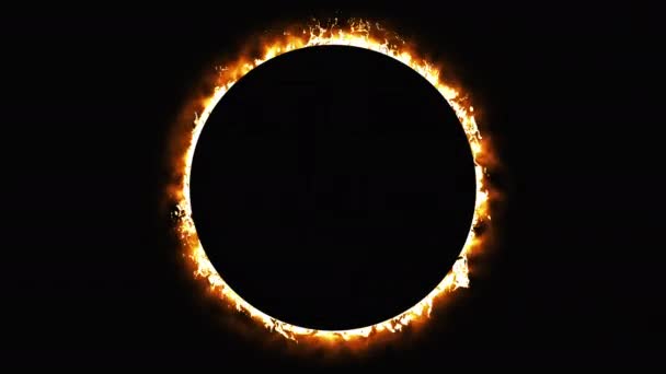 Éclipse solaire, générée par ordinateur. Cercle de feu ardent, portail, portail. 3d rendu d'arrière-plan fantastique. - Séquence, vidéo