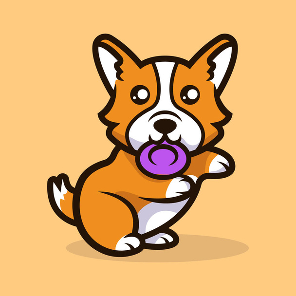 Симпатичный вектор талисмана собаки корги
 - Вектор,изображение