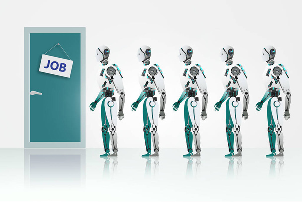 Roboter stehen Schlange für den Job - Foto, Bild