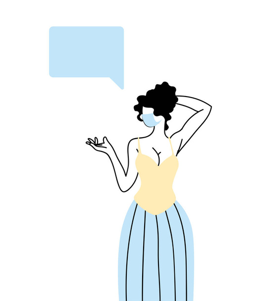 girl with bubble chat text - Vector, Image