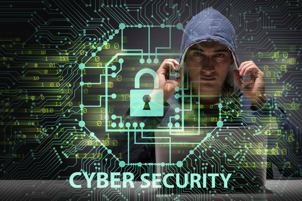 Young hacker in cybersecurty concept - Foto, Imagem