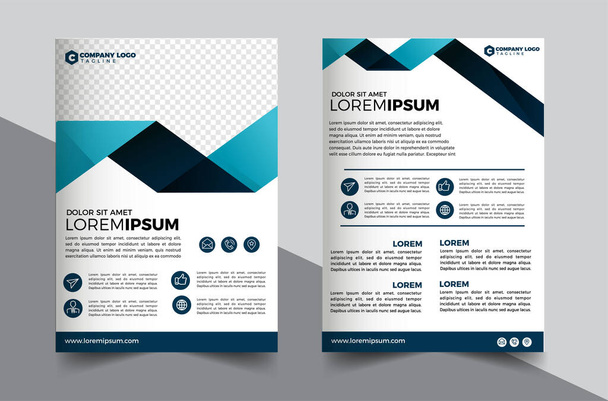 Brochure design, couverture mise en page moderne, rapport annuel, affiche, dépliant en A4 avec triangles bleus - Vecteur, image