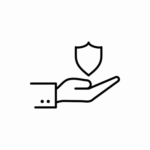 Esquema de la mano con el escudo icon.Hand con la ilustración vector escudo. Símbolo para web y móvil
 - Vector, imagen