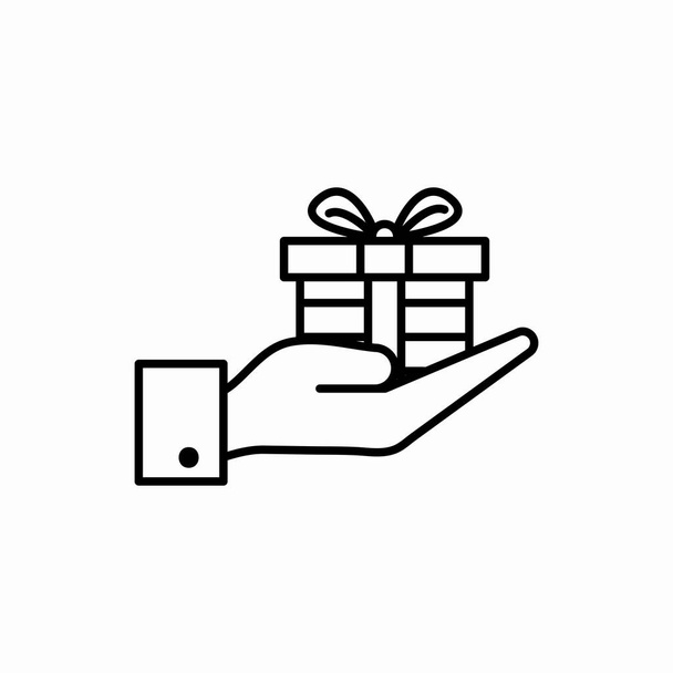 Umriss Hand mit Geschenk-Box-Icon. Hand mit Geschenk-Box Vektor-Illustration. Symbol für Web und Mobile - Vektor, Bild