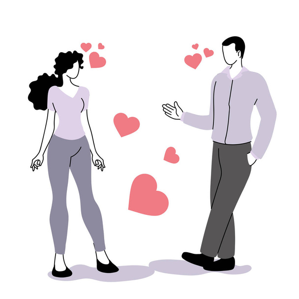 young couple on special love date - Vector, Image
