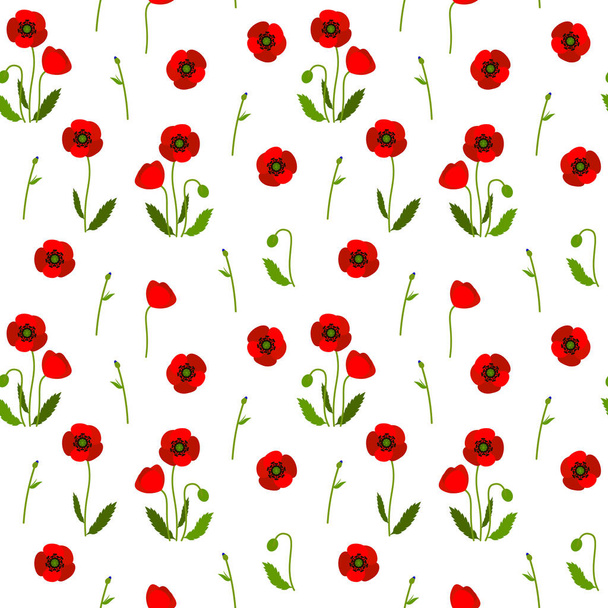 Poppy colorful seamless pattern. Summer design for textile, fabric, wrapping paper, prints. Vector illustration - Vector, Image