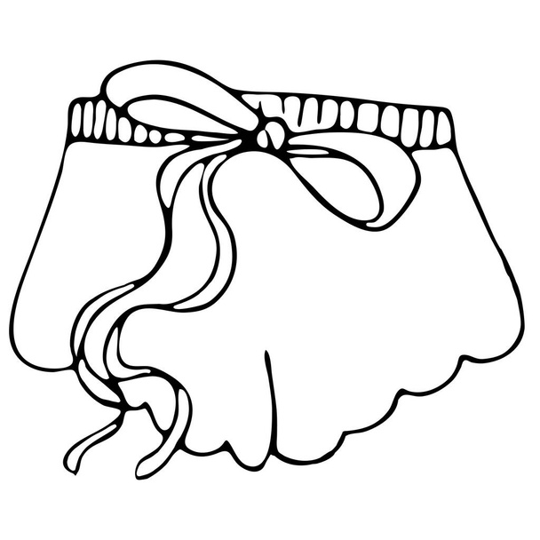 набор женского сексуального нижнего белья - милые трусики, векторные элементы в стиле каракулей с черным контуром - Вектор,изображение
