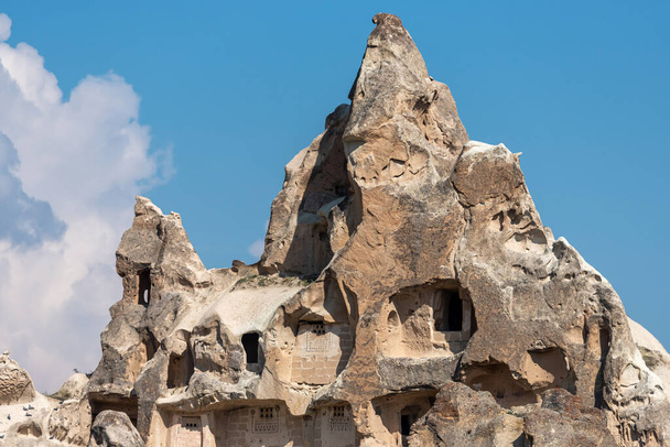 Houses built on the rocks of the Goreme Valley. Cappadocia, Turkey. - Fotografie, Obrázek