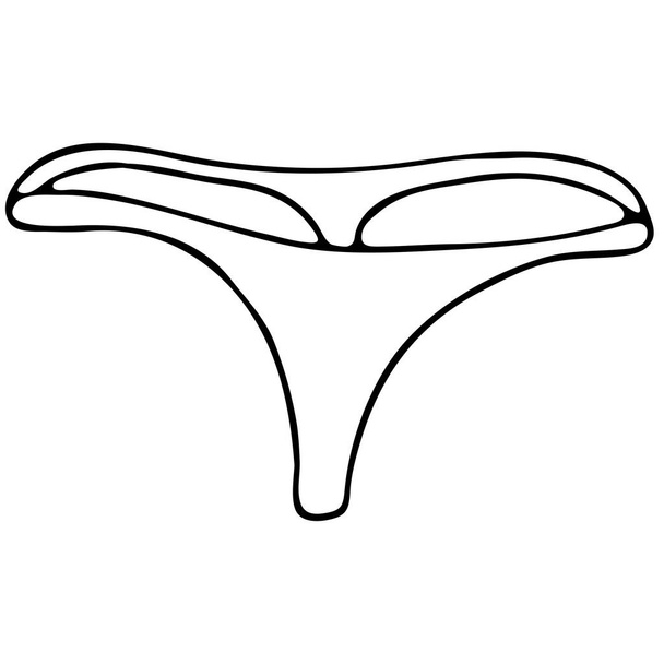 набор женское сексуальное белье - милые трусики стринги, векторные элементы в стиле каракули с черным контуром - Вектор,изображение