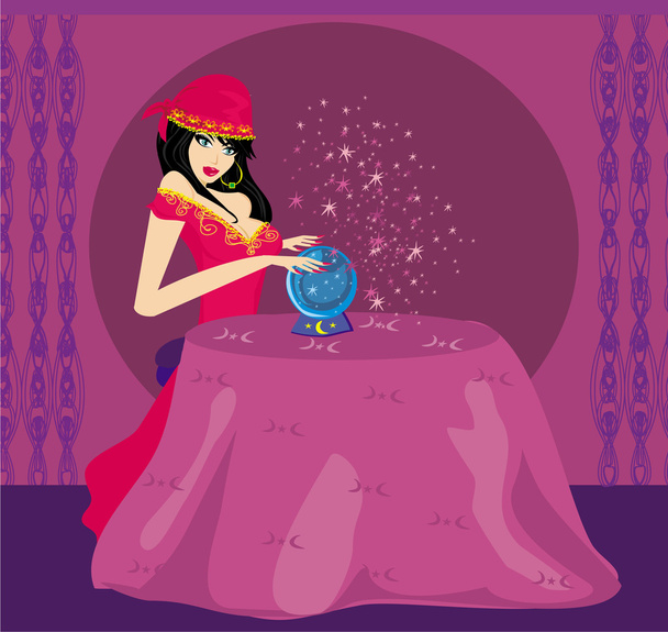 Fortune-teller with Crystal Ball - Vector, Image