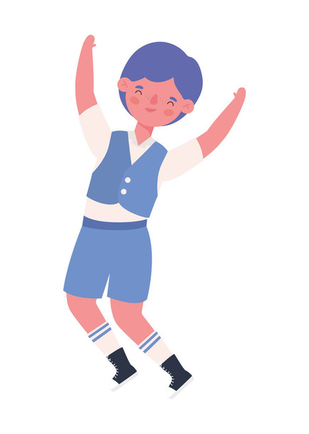 Boy kid cartoon with uniform jumping vector design - Вектор,изображение