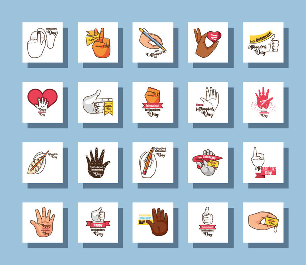 set of icons international lefthanders day - Vector, Image