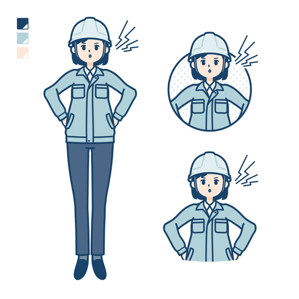A woman wearing workwear with anger images - Vector, Image