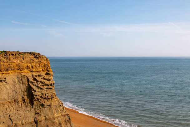 Looking out over  cliffs to the ocean and Whale Chine Beach, on the Isle of Wight - Photo, Image