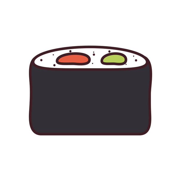 寿司ラインと塗りつぶしスタイルのアイコンベクトルデザイン - ベクター画像