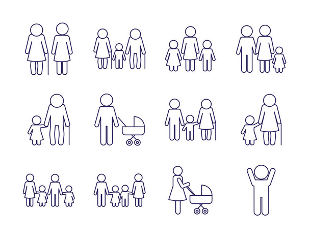 Дизайн векторного набора иконок семейных аватаров
 - Вектор,изображение