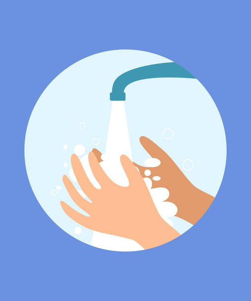 Hand wash vector icon. Illustration of prevention during a pandemic. Hygiene, cleanliness. Lack of germs and viruses. Actions during quarantine. - Vector, Image