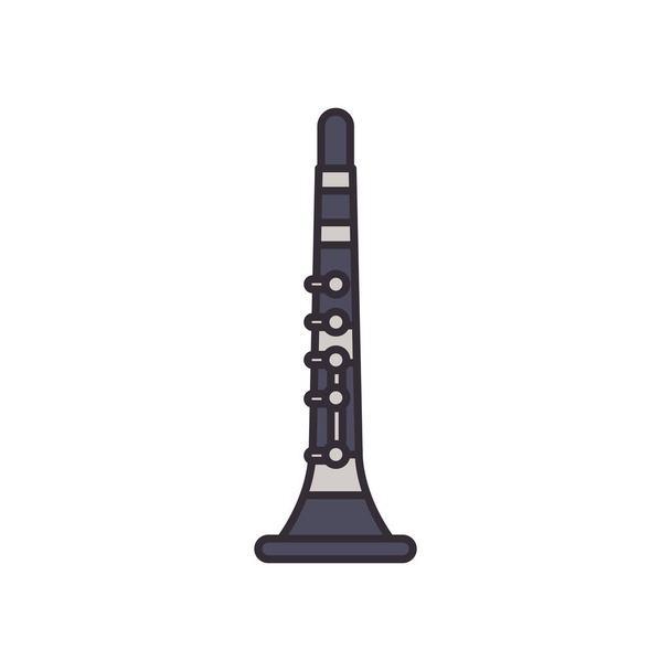 línea de instrumentos de clarinete y diseño de vectores icono de estilo de relleno
 - Vector, imagen