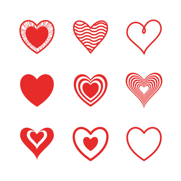Design de vetor ícone de estilo plano de corações - Vetor, Imagem