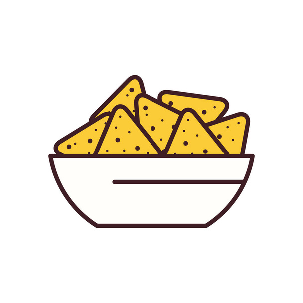 nachos kase hattı ve biçim ikonu vektör tasarımını doldur - Vektör, Görsel