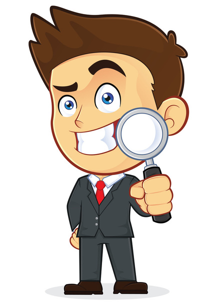 Businessman Holding a Magnifying Glass - Vector, Image