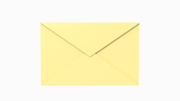 白い無限の背景に浮かぶ黄色のメールエンベロープのアイコン - 写真・画像