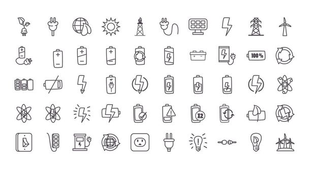 eco energy and power line style icon set vector design - Vector, Image