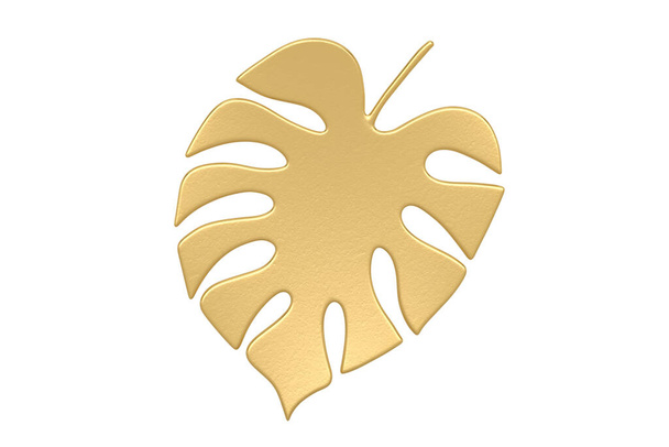 Gold leaf isolated on white background. 3D illustration. - Foto, Imagem