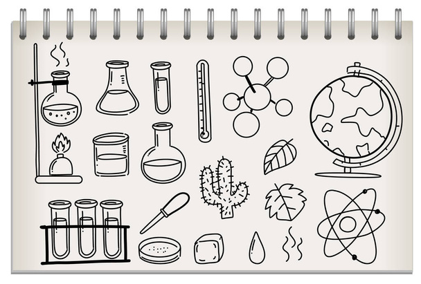 Note with science learning symbol illustration - Vector, Image