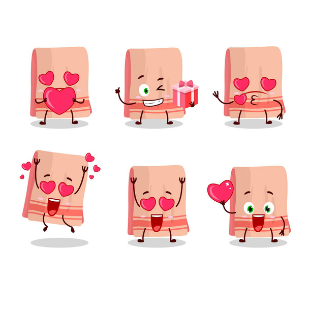 Towel cartoon character with love cute emoticon - Vector, Imagen