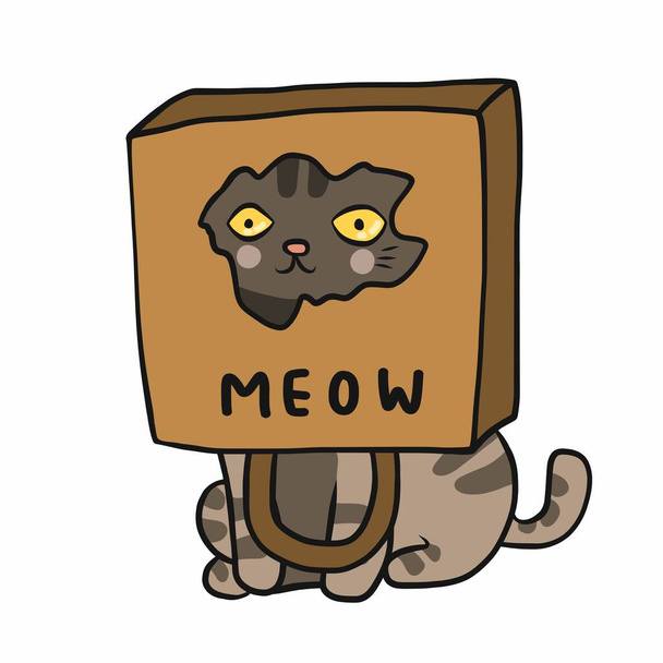 Katze in Papiertüte Cartoon Vektor Illustration - Vektor, Bild